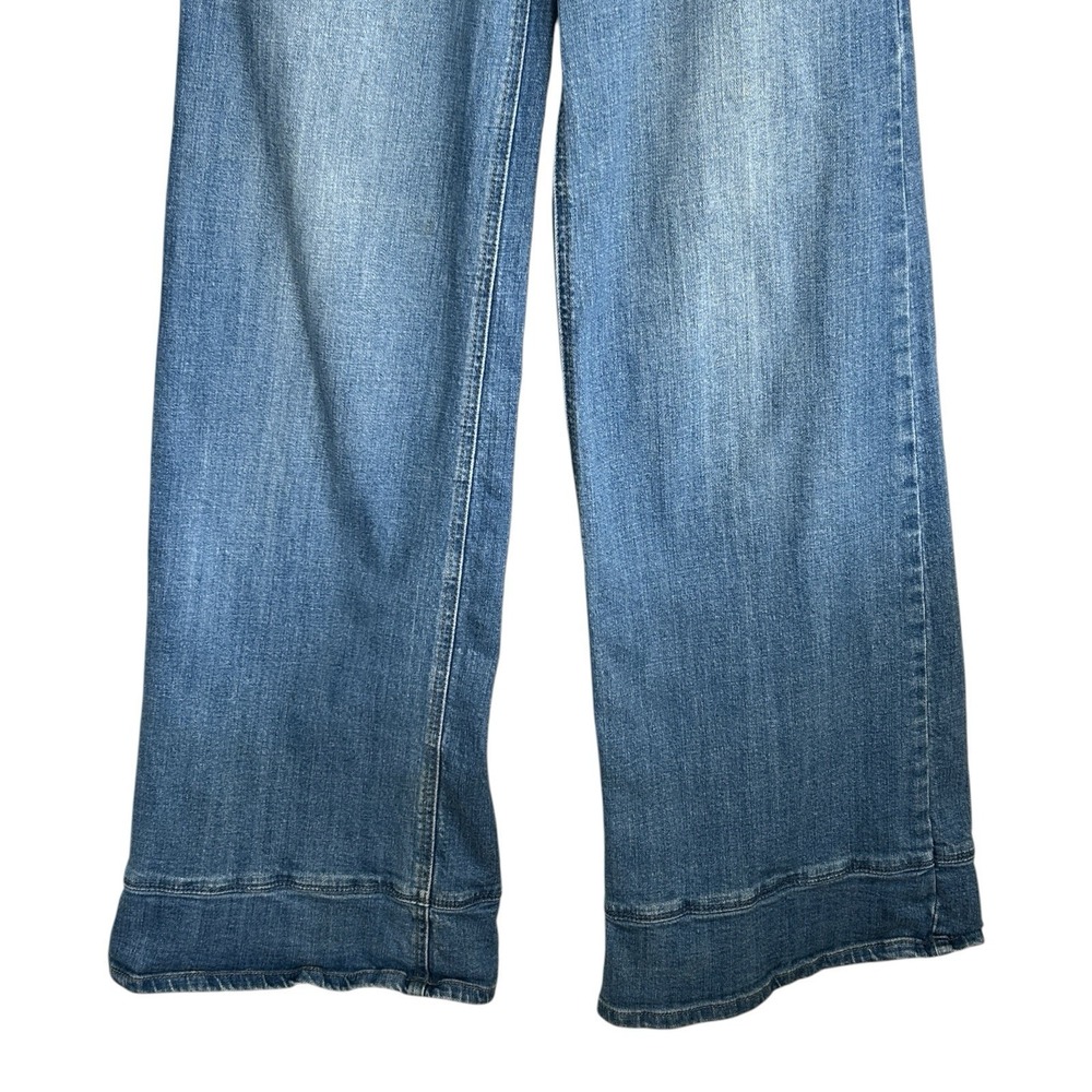 Free People Buckle Back Sailor Wide Leg Jeans 24 Boho Indie Retro Nautical Prepp - Picture 4 of 8